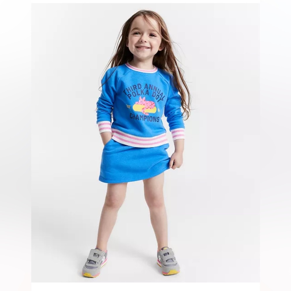 Epic Threads Cat Blue Polka Dot Champions Sweatshirt Mini Skirt Matching Set